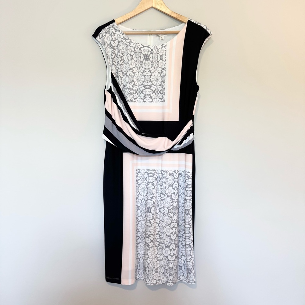 Cato Fashion Dress, Large, Black, Gray, and Light Pink Summer Sleeveless.